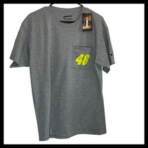 NWT NASCAR Fanatics Jimmie Johnson 48 Hendrick Motorsports Grey Pocket T-Shirt L